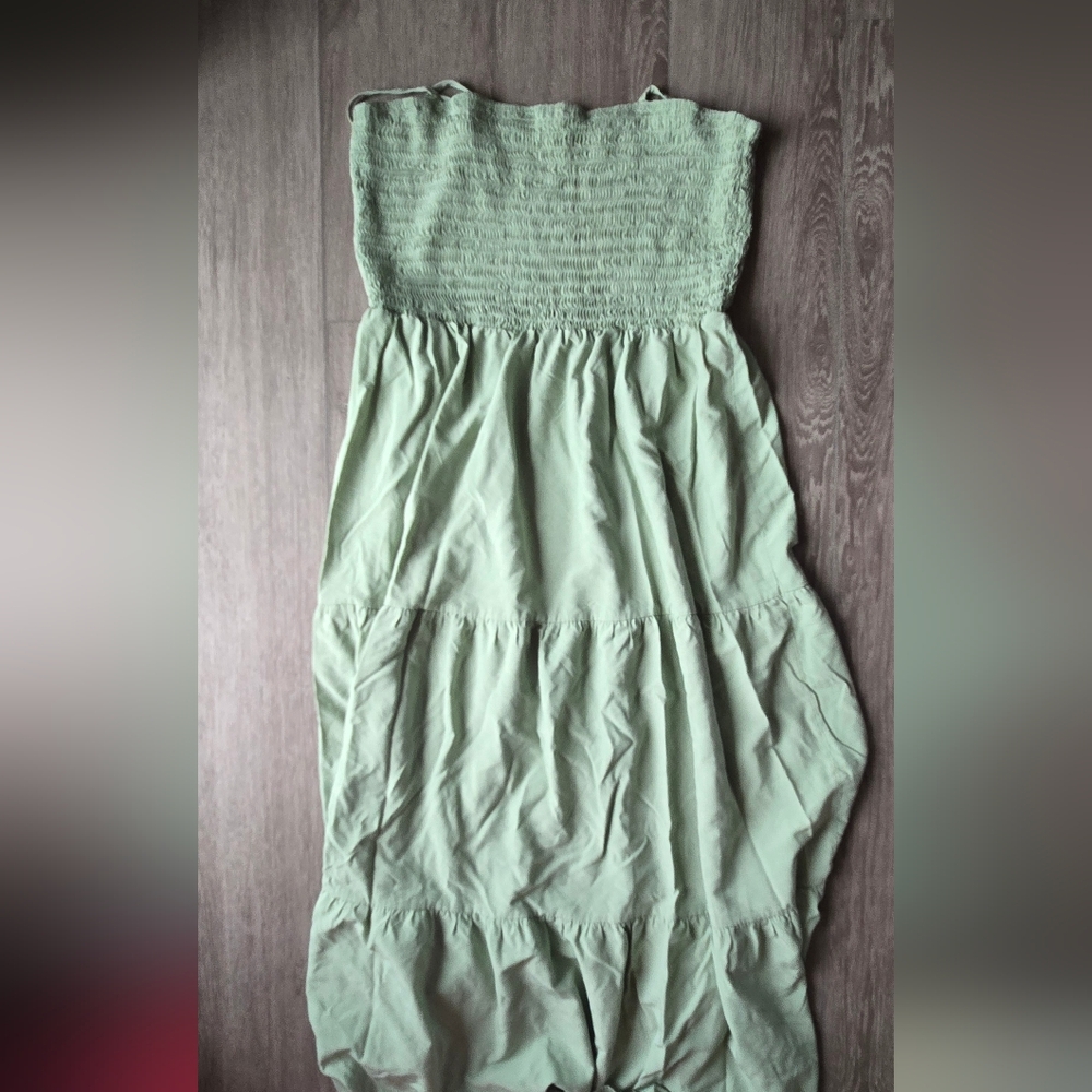Light Green Strapless Smocked Maxi Dress
